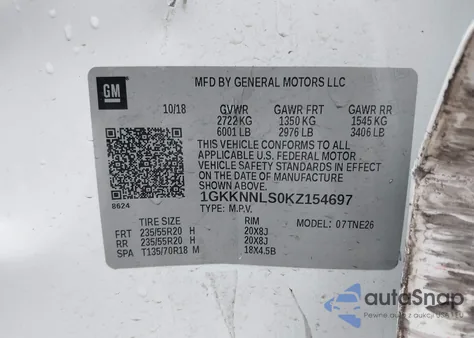 2019 GMC Acadia Slt-2 из США, поврежденный, VIN 1GKKNNLS0KZ154697